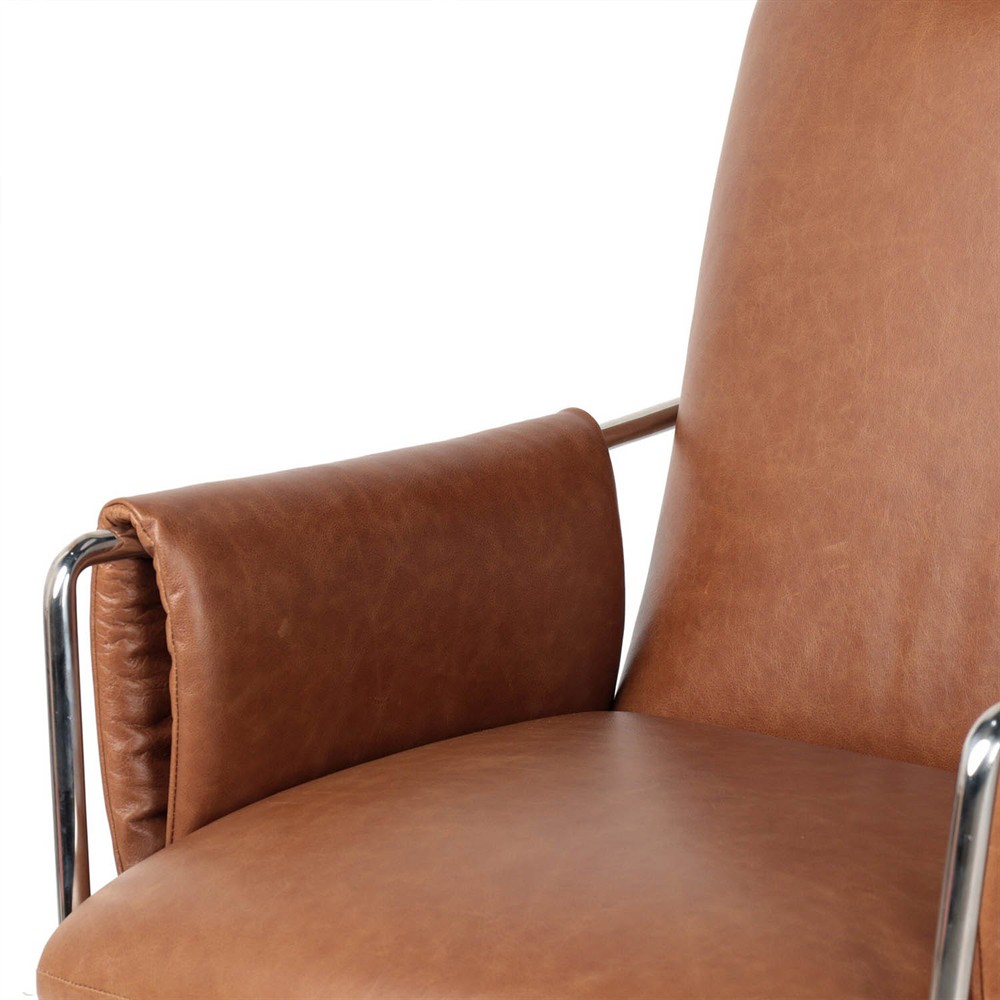 Sherman Modern Classic Brown Leather Desk Chair|