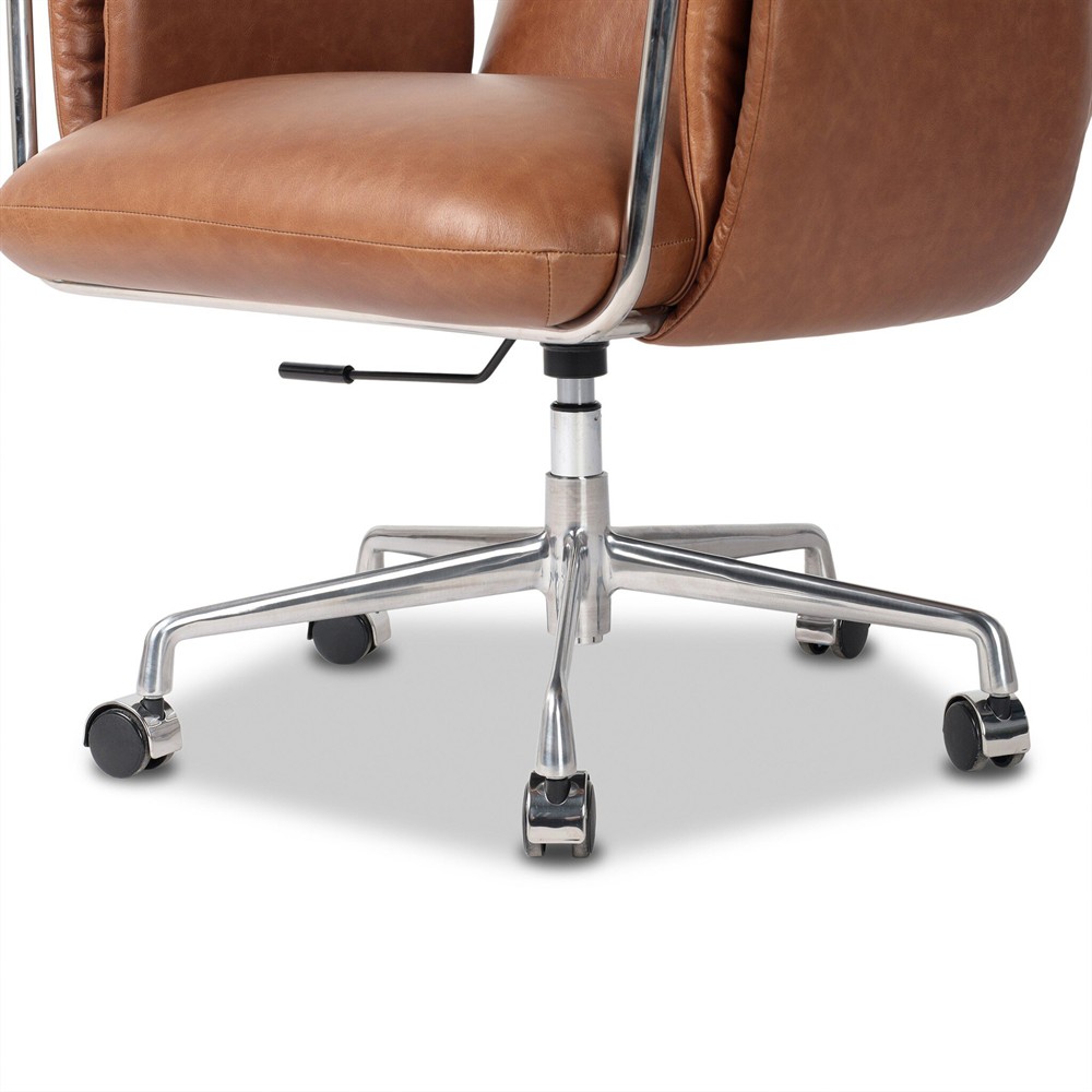 Sherman Modern Classic Brown Leather Desk Chair|