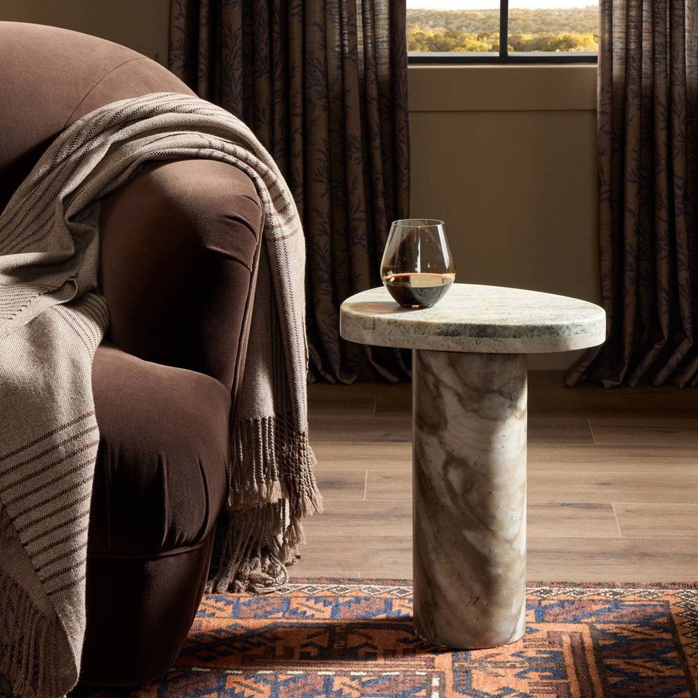 Zayden Modern Classic Beige Onyx End Table|