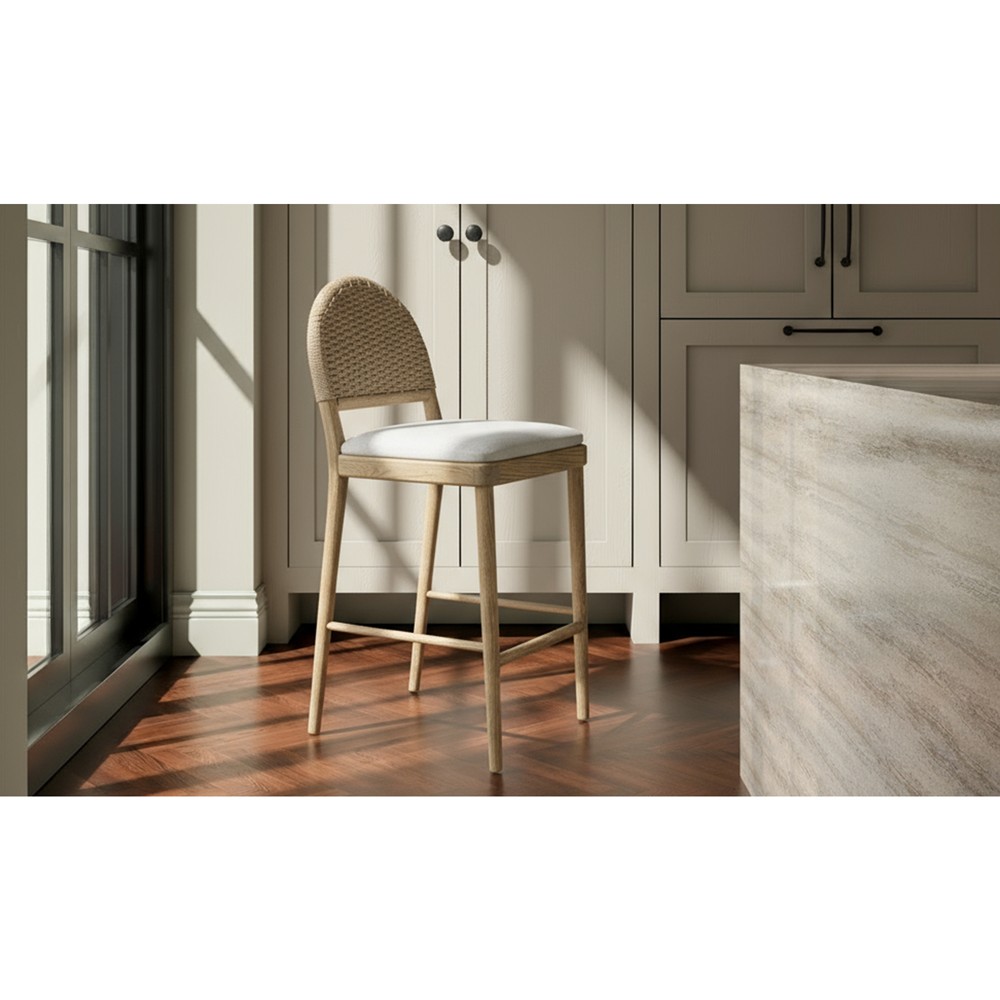 Imran Coastal Beach Natural Oak Counter Stool|
