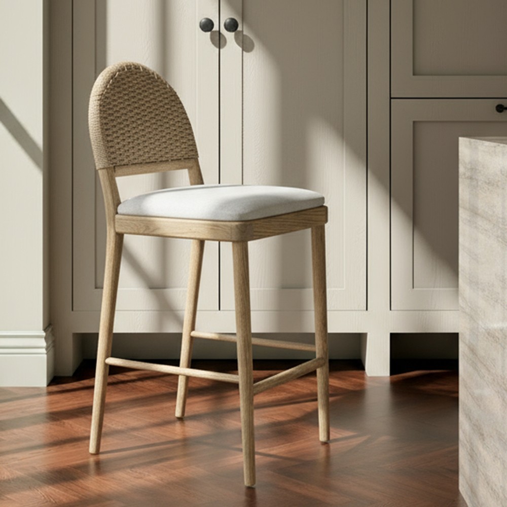 Imran Coastal Beach Natural Oak Counter Stool|