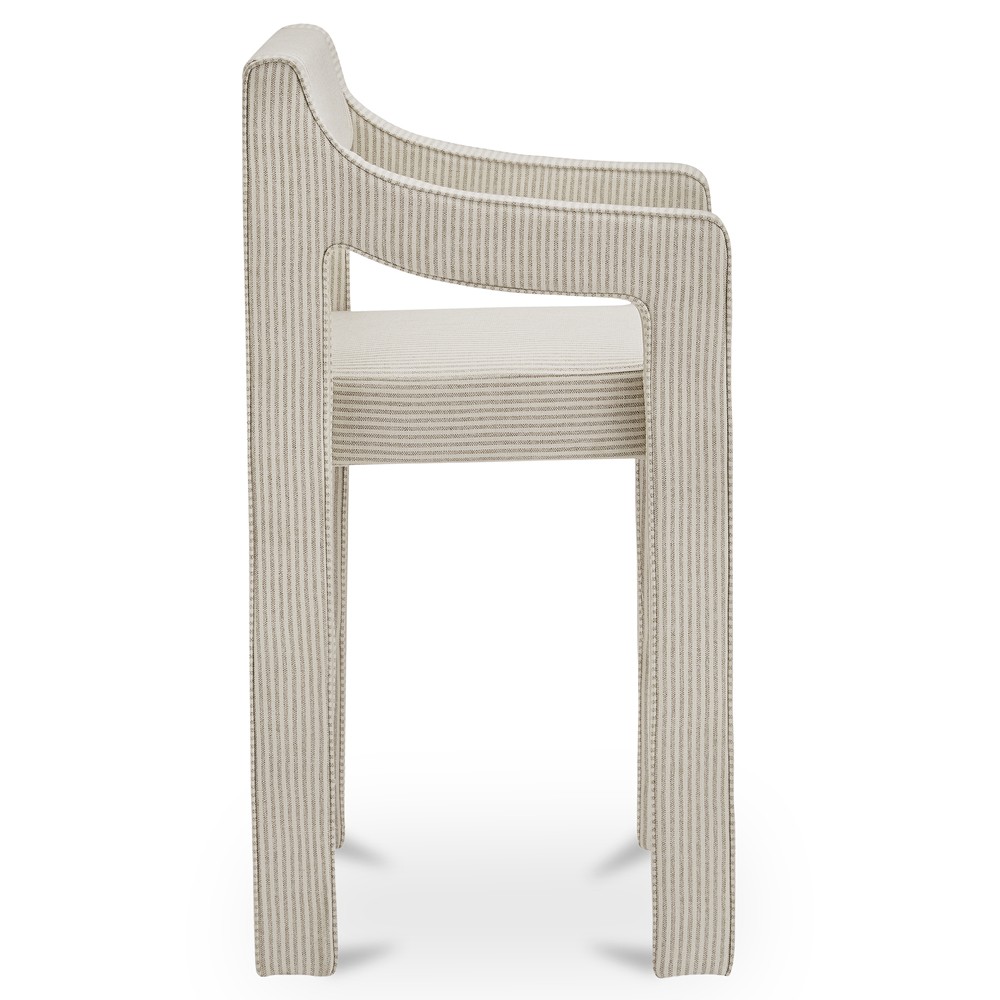 Makari Modern Classic Cream Stripe Counter Stool|