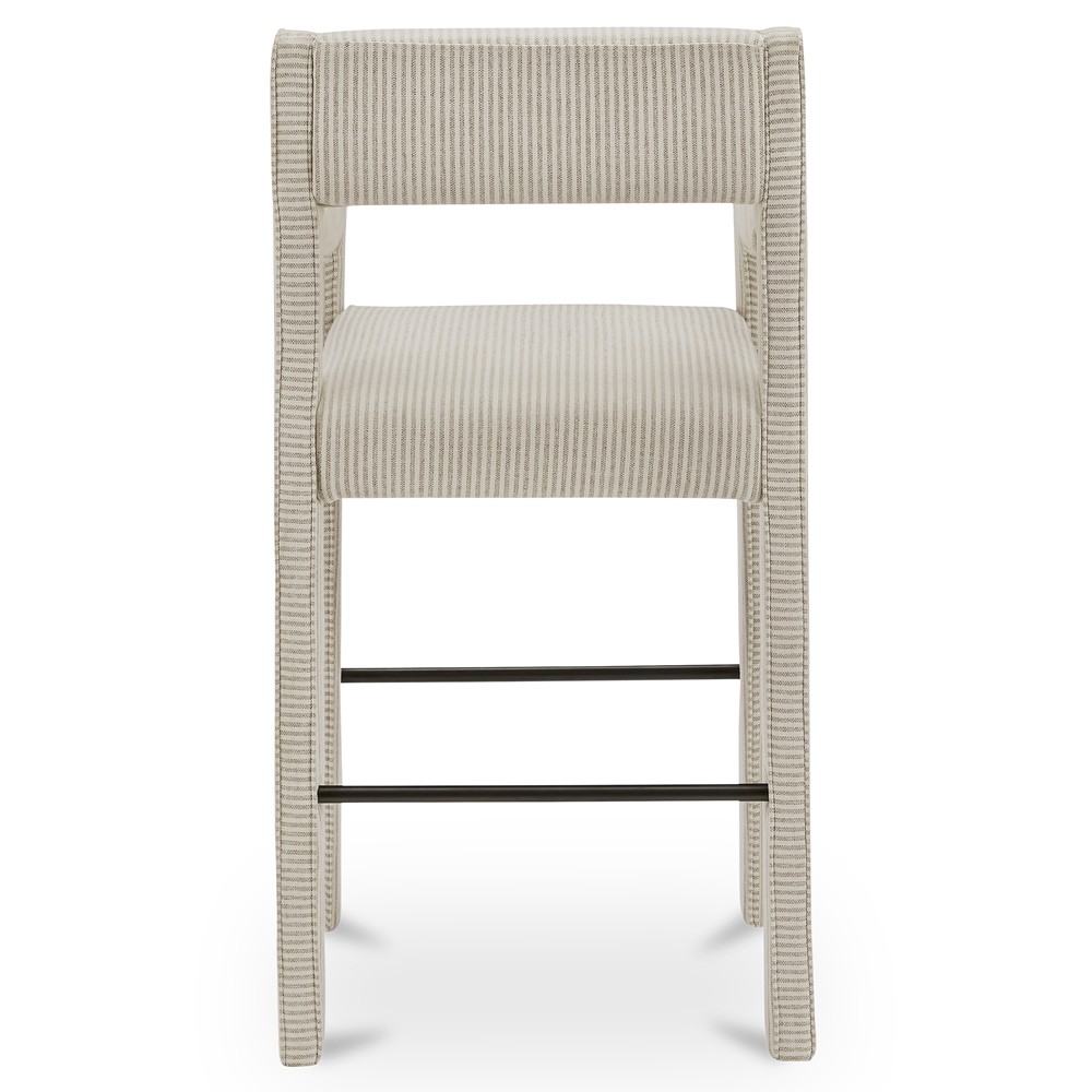 Makari Modern Classic Cream Stripe Counter Stool|