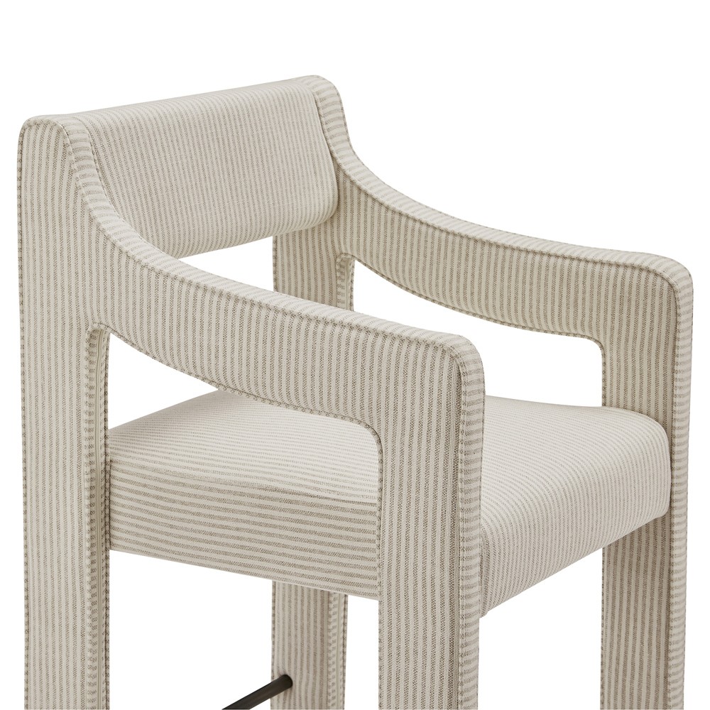 Makari Modern Classic Cream Stripe Counter Stool|