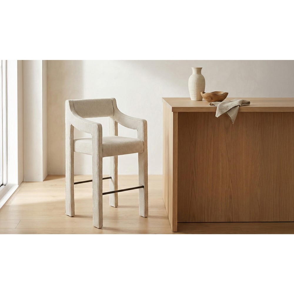 Makari Modern Classic Cream Stripe Counter Stool|
