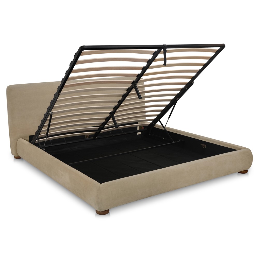 Imran Modern Classic Beige Textured Storage Bed - Queen|