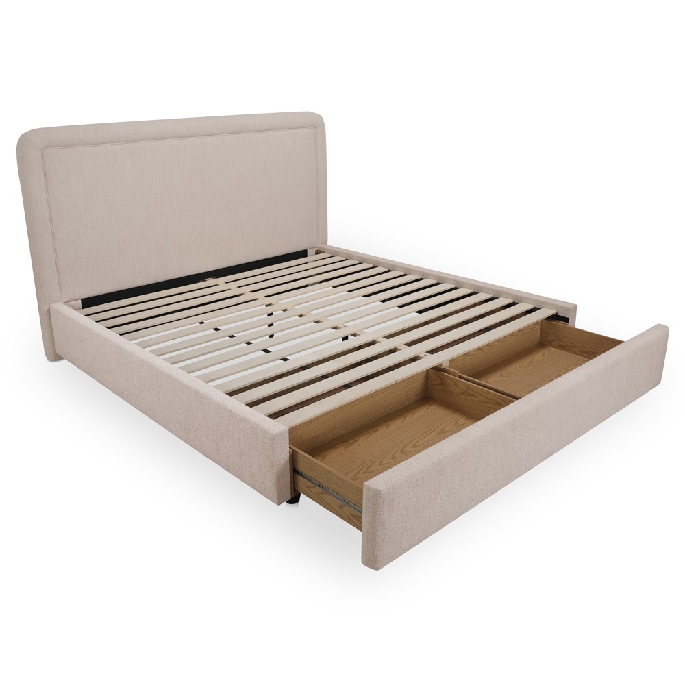 Denham Modern Classic Flecked Beige Storage Bed - Queen|