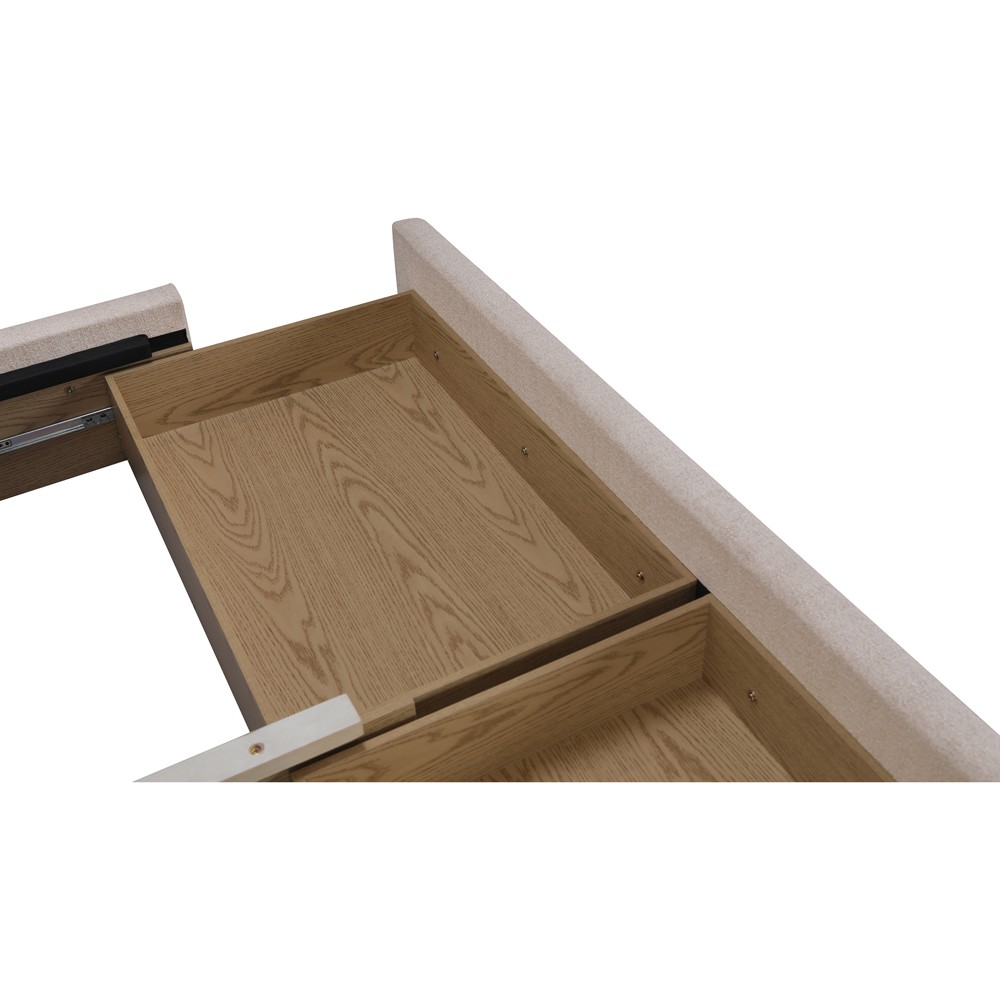 Denham Modern Classic Flecked Beige Storage Bed - Queen|