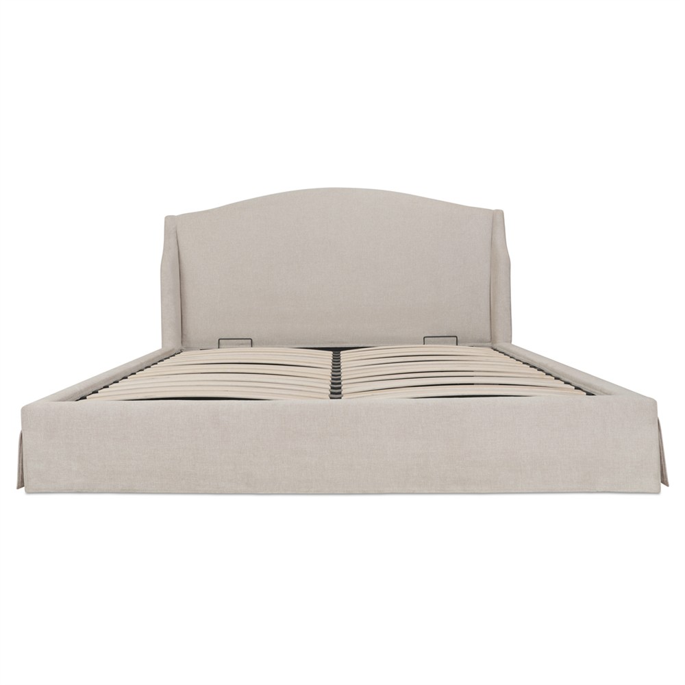 Kershaw Updated Traditional Cream Wingback Storage Bed - Queen|
