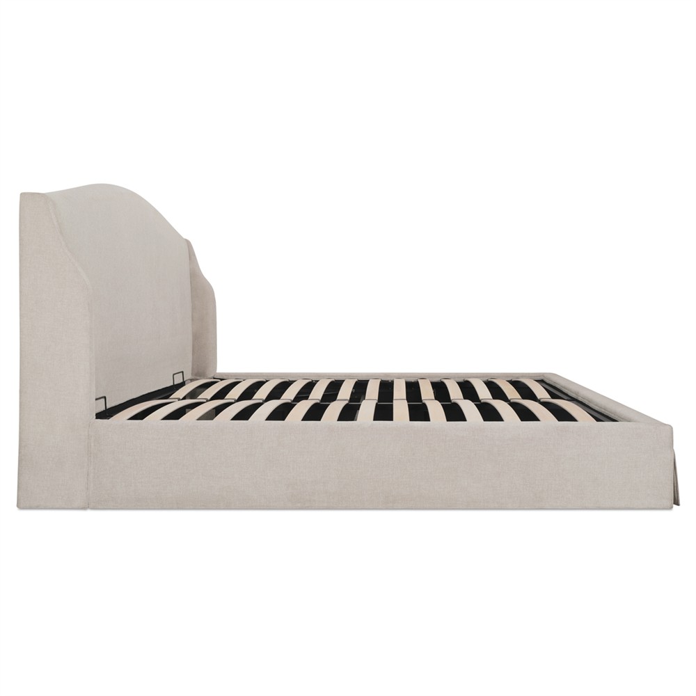 Kershaw Updated Traditional Cream Wingback Storage Bed - Queen|