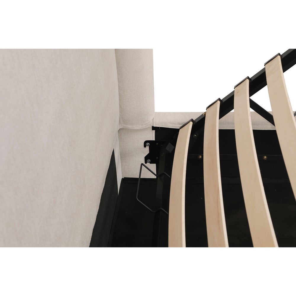 Kershaw Updated Traditional Cream Wingback Storage Bed - Queen|