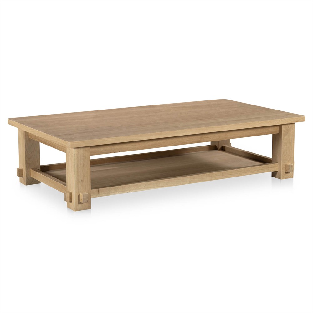 Maurice Coastal Beach Natural Oak Rectangular 2 Tier Coffee Table|