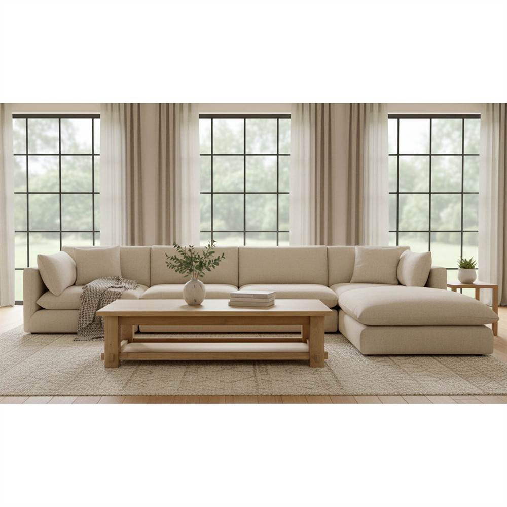 Maurice Coastal Beach Natural Oak Rectangular 2 Tier Coffee Table|