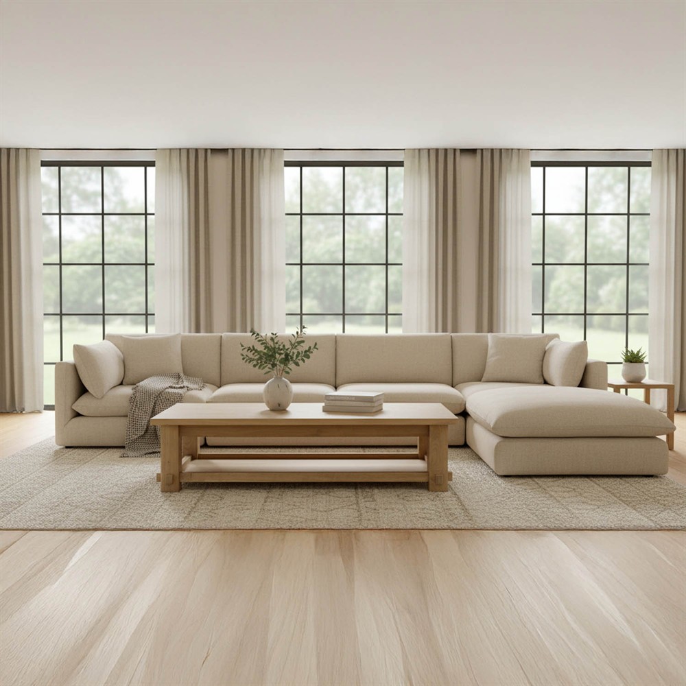 Maurice Coastal Beach Natural Oak Rectangular 2 Tier Coffee Table|