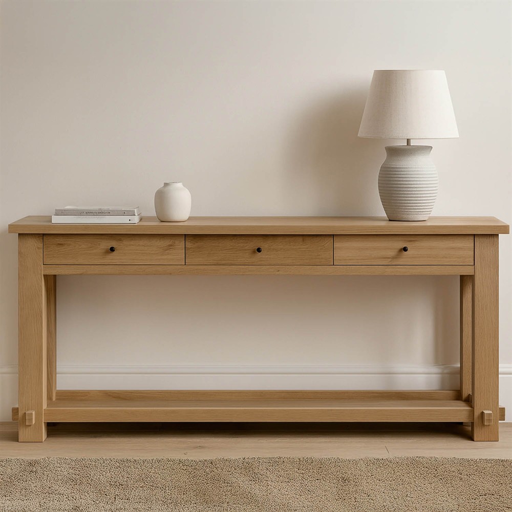 Maurice Coastal Beach Natural Oak Console Table|