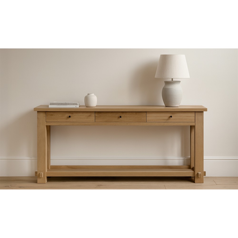 Maurice Coastal Beach Natural Oak Console Table|