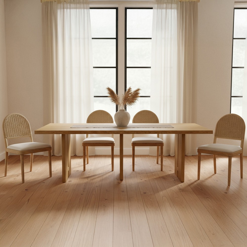 Imran Coastal Beach Natural Oak Dining Chair - Set of 2|