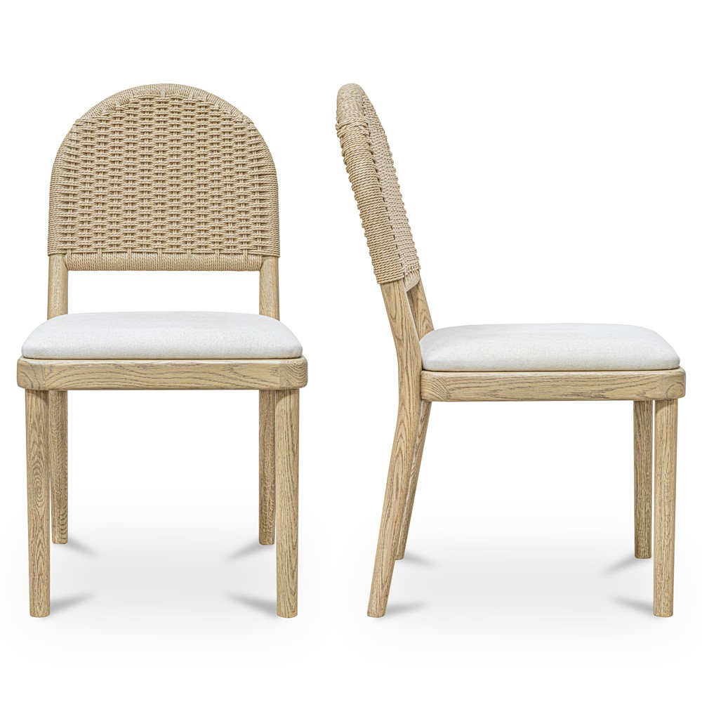 Imran Coastal Beach Natural Oak Dining Chair - Set of 2|
