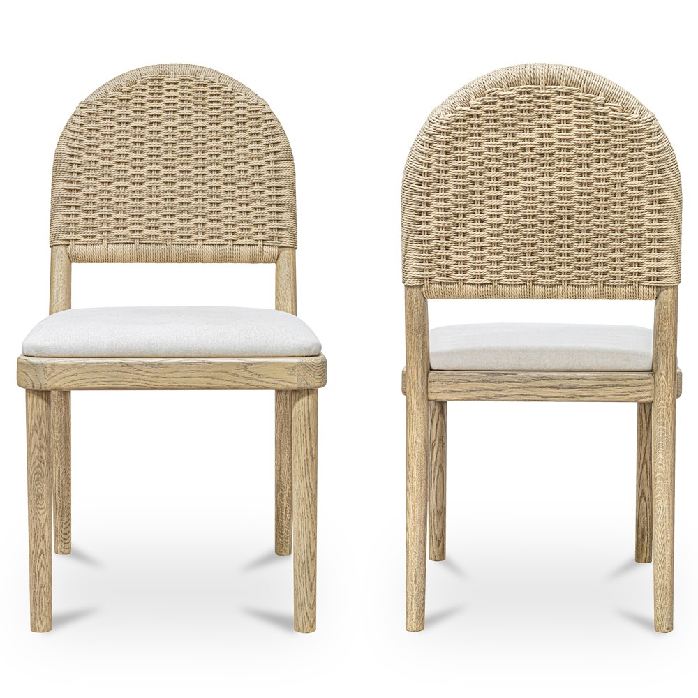 Imran Coastal Beach Natural Oak Dining Chair - Set of 2|