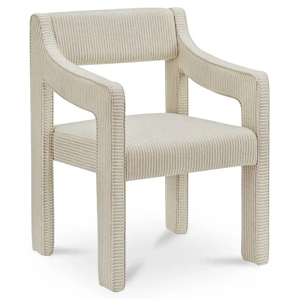 Makari Modern Classic Cream Stripe Dining Chair|