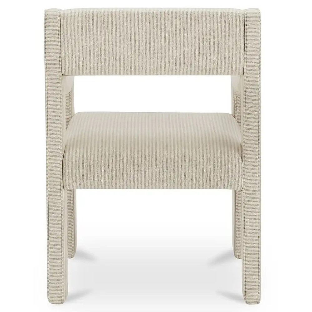 Makari Modern Classic Cream Stripe Dining Chair|