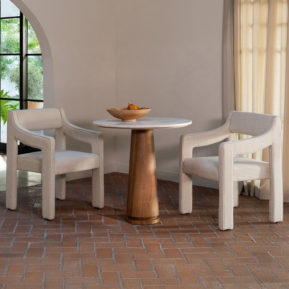 Makari Modern Classic Cream Stripe Dining Chair|