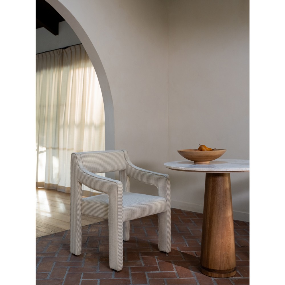 Makari Modern Classic Cream Stripe Dining Chair|