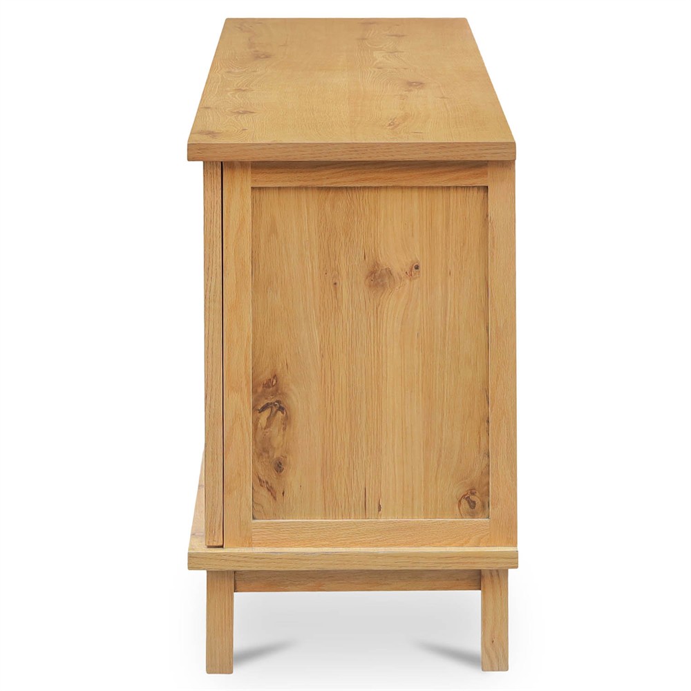 Emory Coastal Beach Natural Oak Woven Rattan Media Cabinet - 75"|