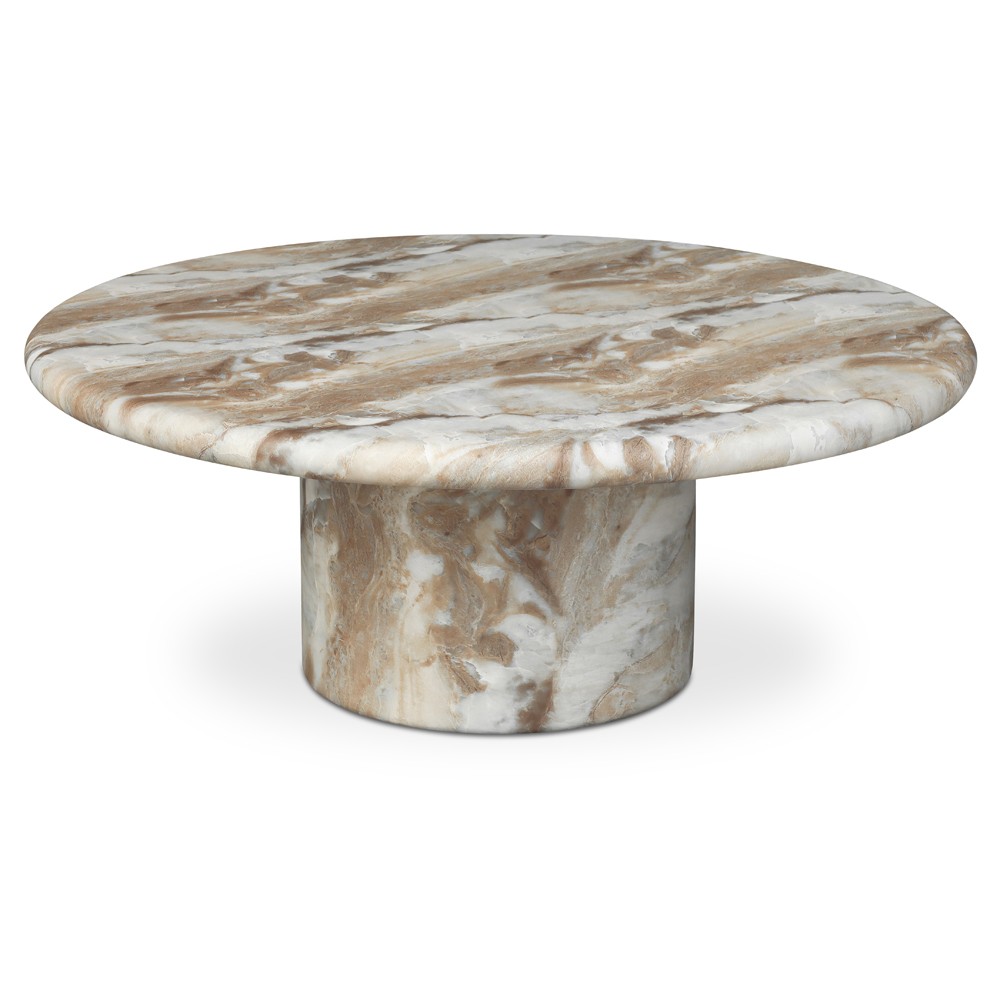 Zavier Modern Classic Brown Concrete Round Outdoor Coffee Table|