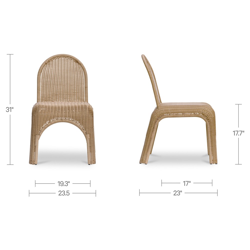 Makari Coastal Beach Natural Rattan Outdoor Dining Chair - Set of 2|