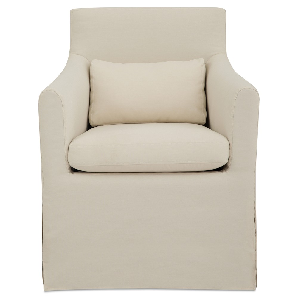 Elaine Modern Classic Cream Slipcovered Outdoor Dining Arm Chair|