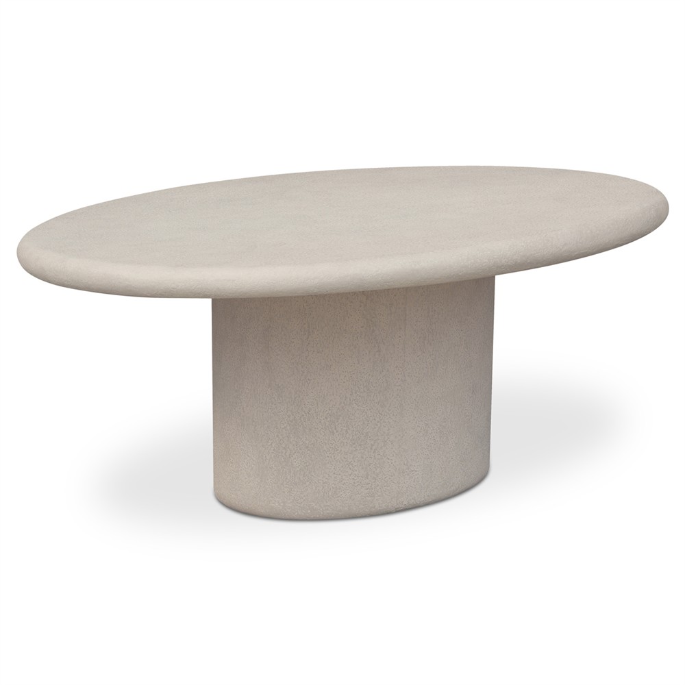Zavier Modern Classic Cream Concrete Oval Outdoor Dining Table - 78"|