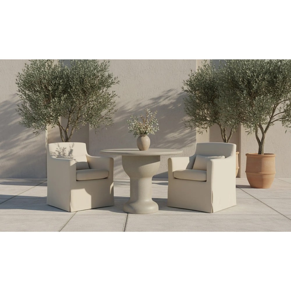 Nolia French Country Cream Concrete Outdoor Bistro Table - 38"|
