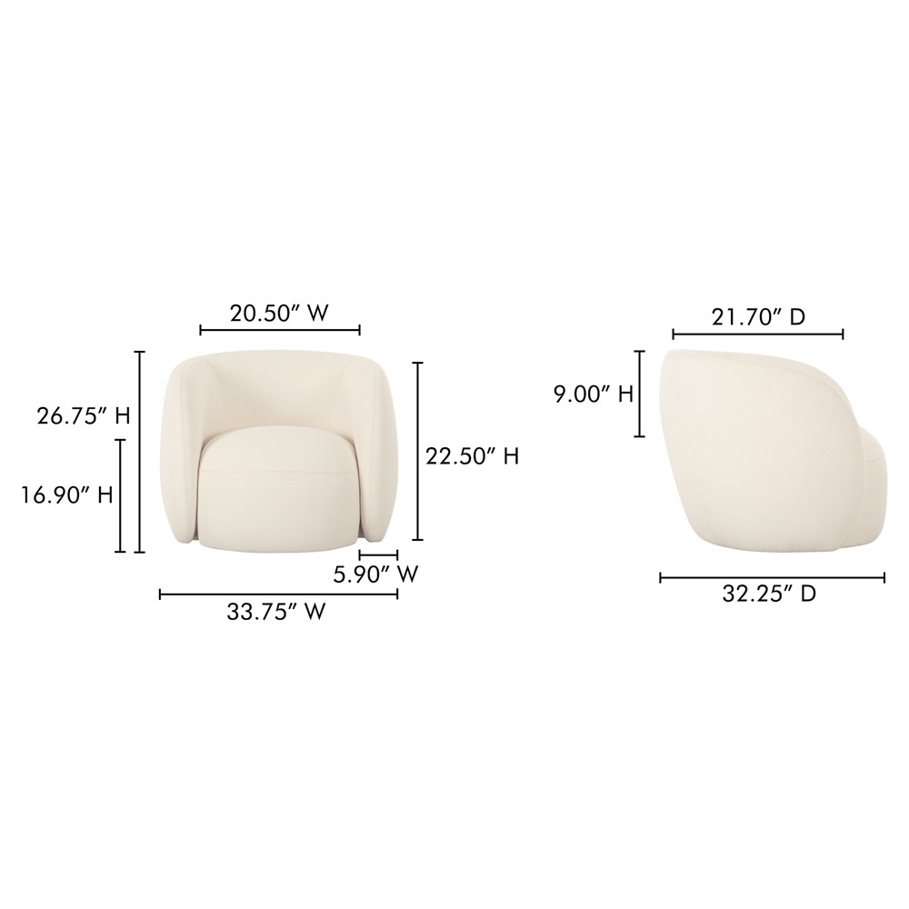 Raye Modern Classic Cream Curved Outdoor Lounge Chair|