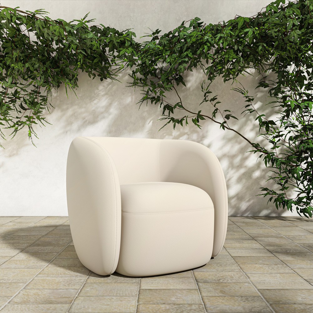 Raye Modern Classic Cream Curved Outdoor Lounge Chair|