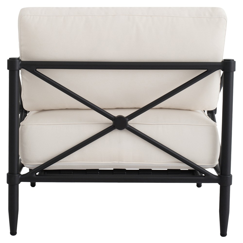 Yarrow Updated Traditional Cream Performance Black Aluminum Outdoor Arm Chair|