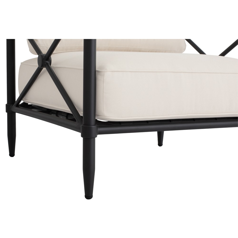 Yarrow Updated Traditional Cream Performance Black Aluminum Outdoor Arm Chair|