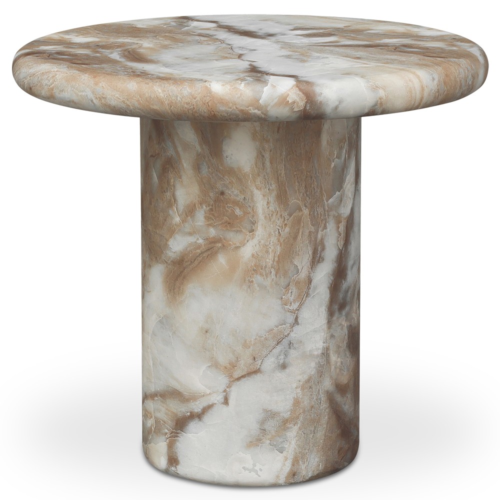 Zavier Modern Classic Brown Concrete Round Outdoor Side Table|