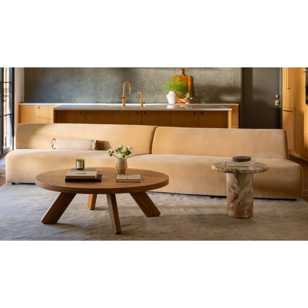 Zavier Modern Classic Brown Concrete Round Outdoor Side Table|