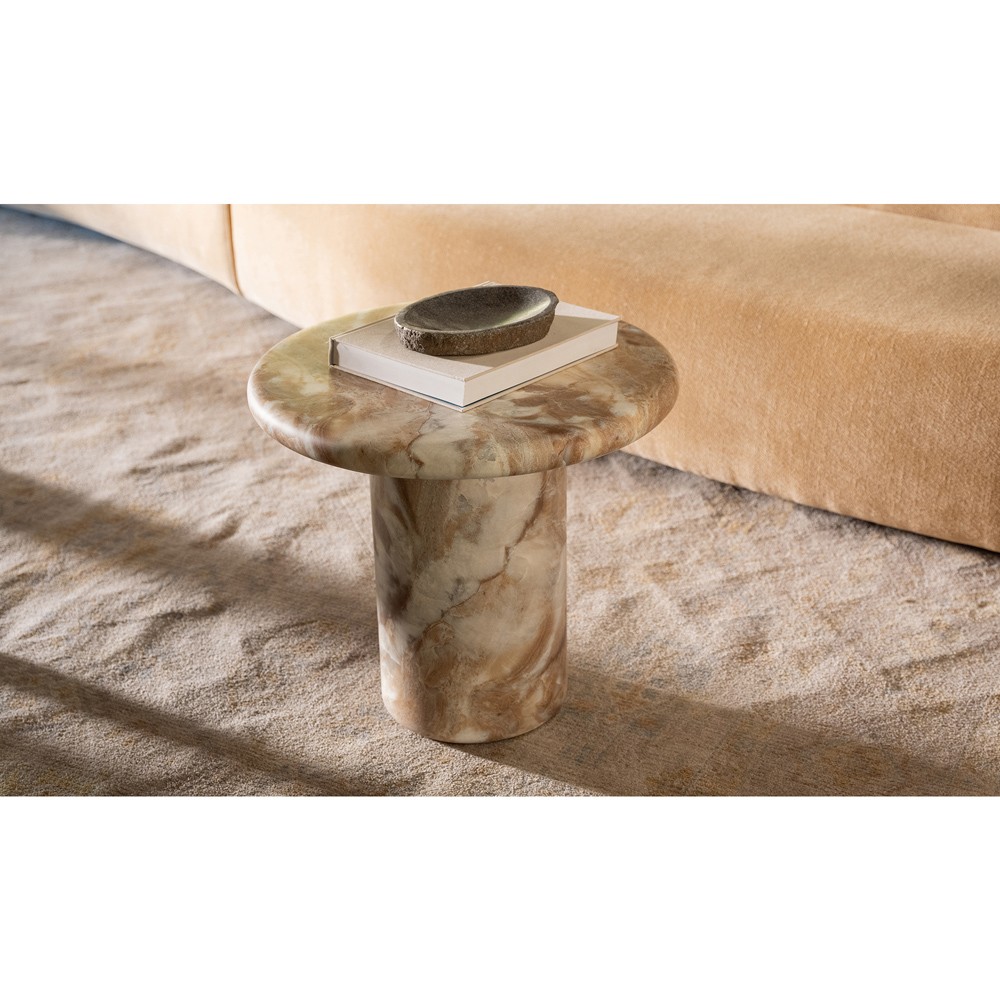 Zavier Modern Classic Brown Concrete Round Outdoor Side Table|