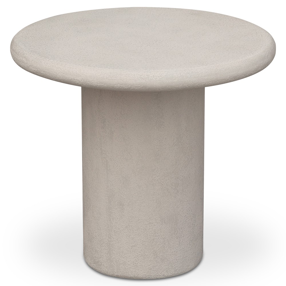 Zavier Modern Classic Cream Concrete Round Outdoor Side Table|