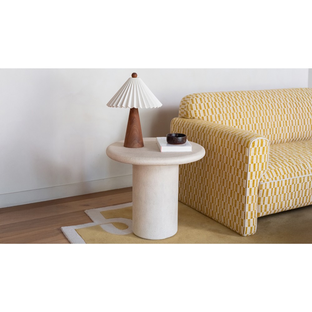 Zavier Modern Classic Cream Concrete Round Outdoor Side Table|