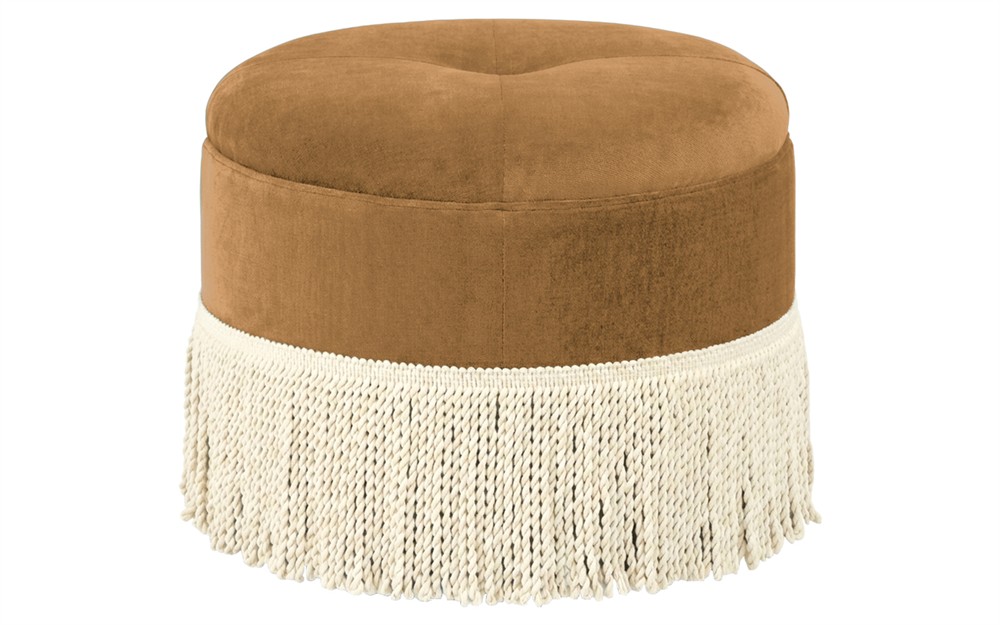 Anslie Turmeric Performance Velvet Ottoman|