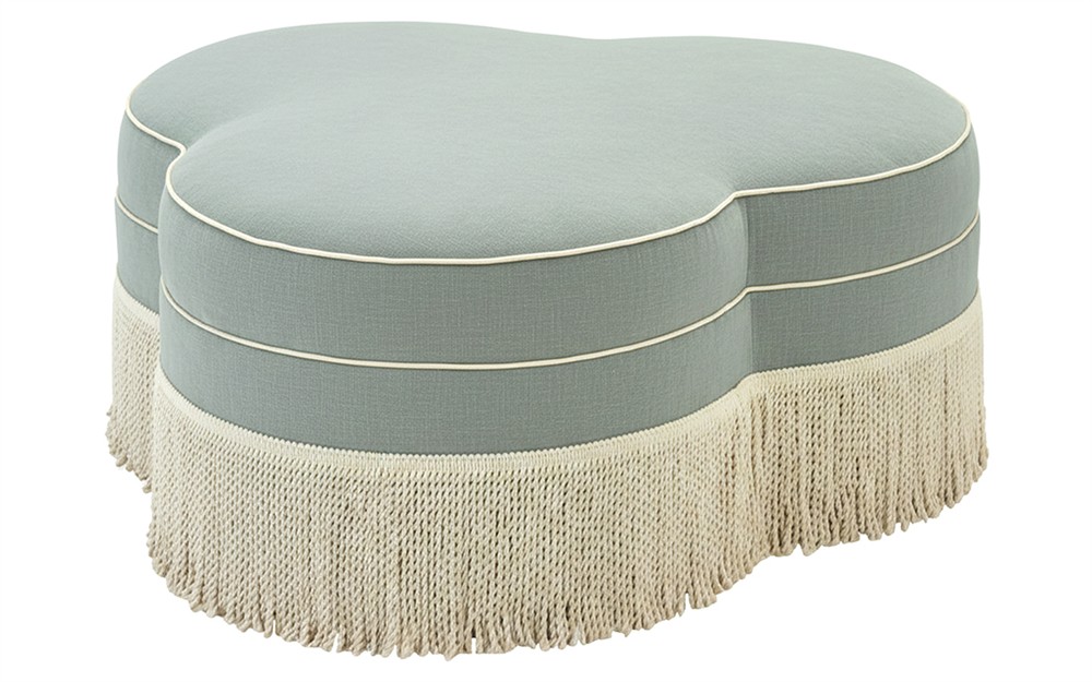 Carlyn Spring Blue Textured Weave Ottoman|