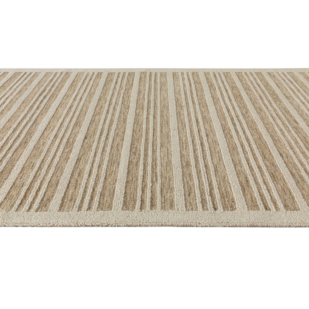 Scottie Coastal Beach Beige Wool Striped Patterned Rug - 5'x8'|