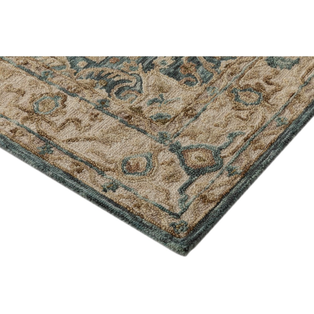 Krishna Updated Traditional Blue Wool Medallion Patterned Rug - 7'9"x9'9"|