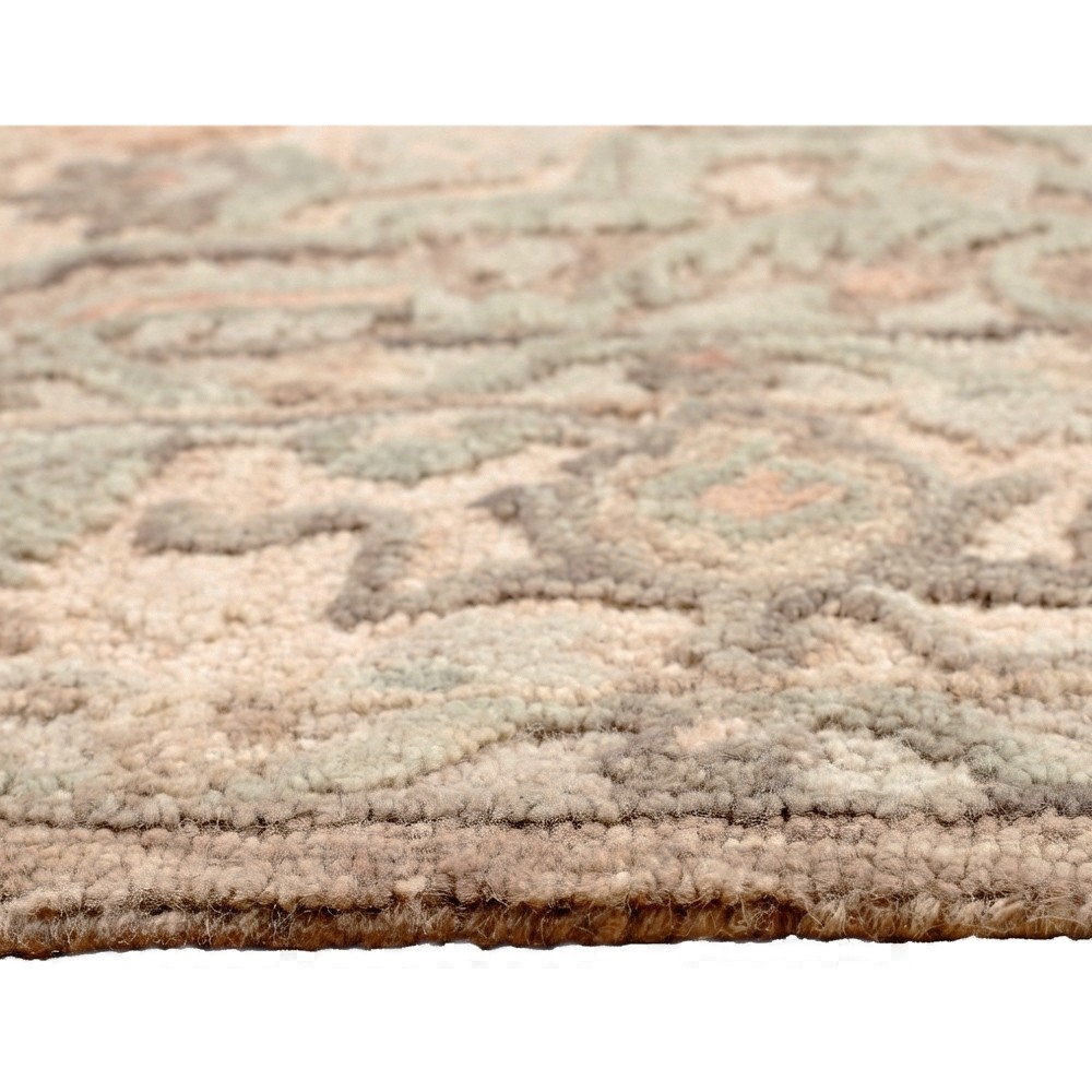 Martis Updated Traditional Beige Wool Oushak Patterned Rug - 5'x8'|