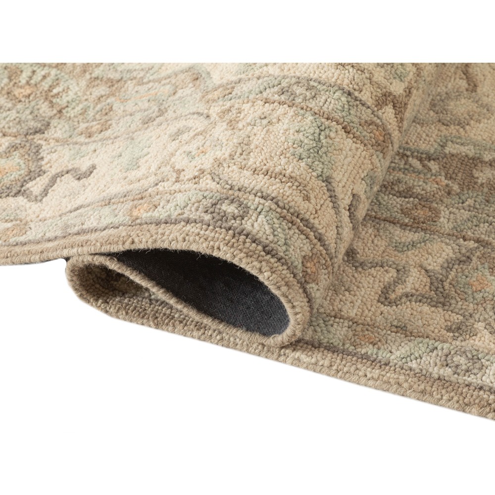 Martis Updated Traditional Beige Wool Oushak Patterned Rug - 5'x8'|