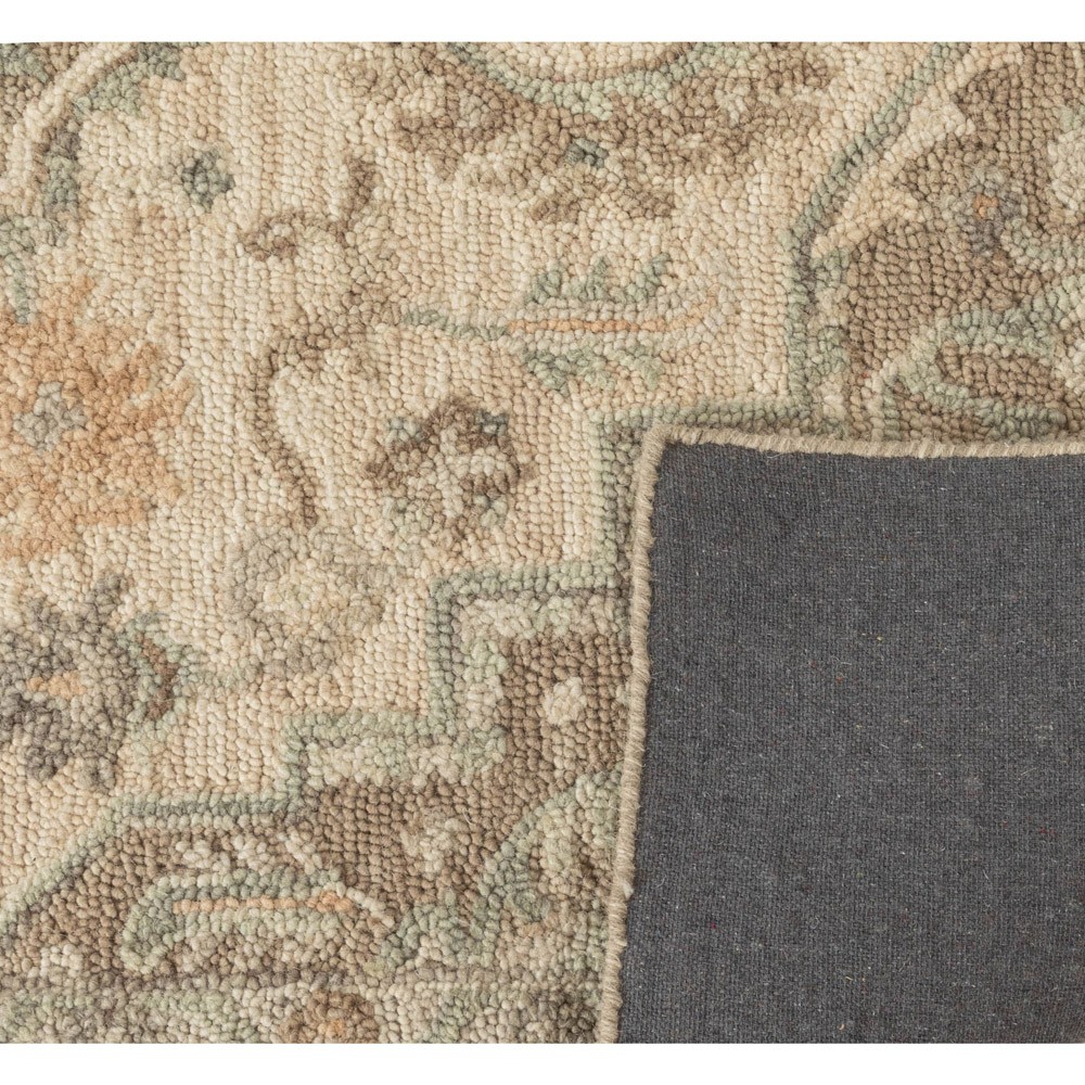 Martis Updated Traditional Beige Wool Oushak Patterned Rug - 5'x8'|