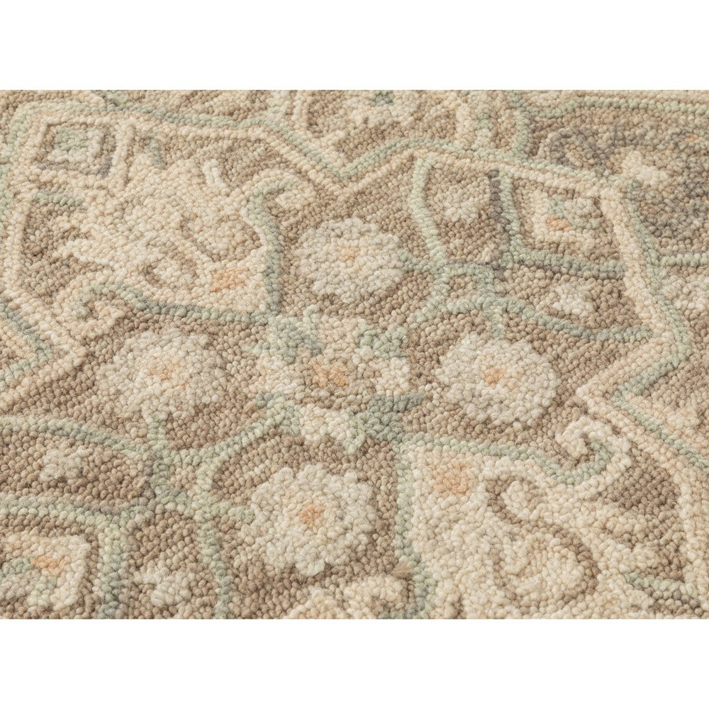 Martis Updated Traditional Beige Wool Oushak Patterned Rug - 5'x8'|